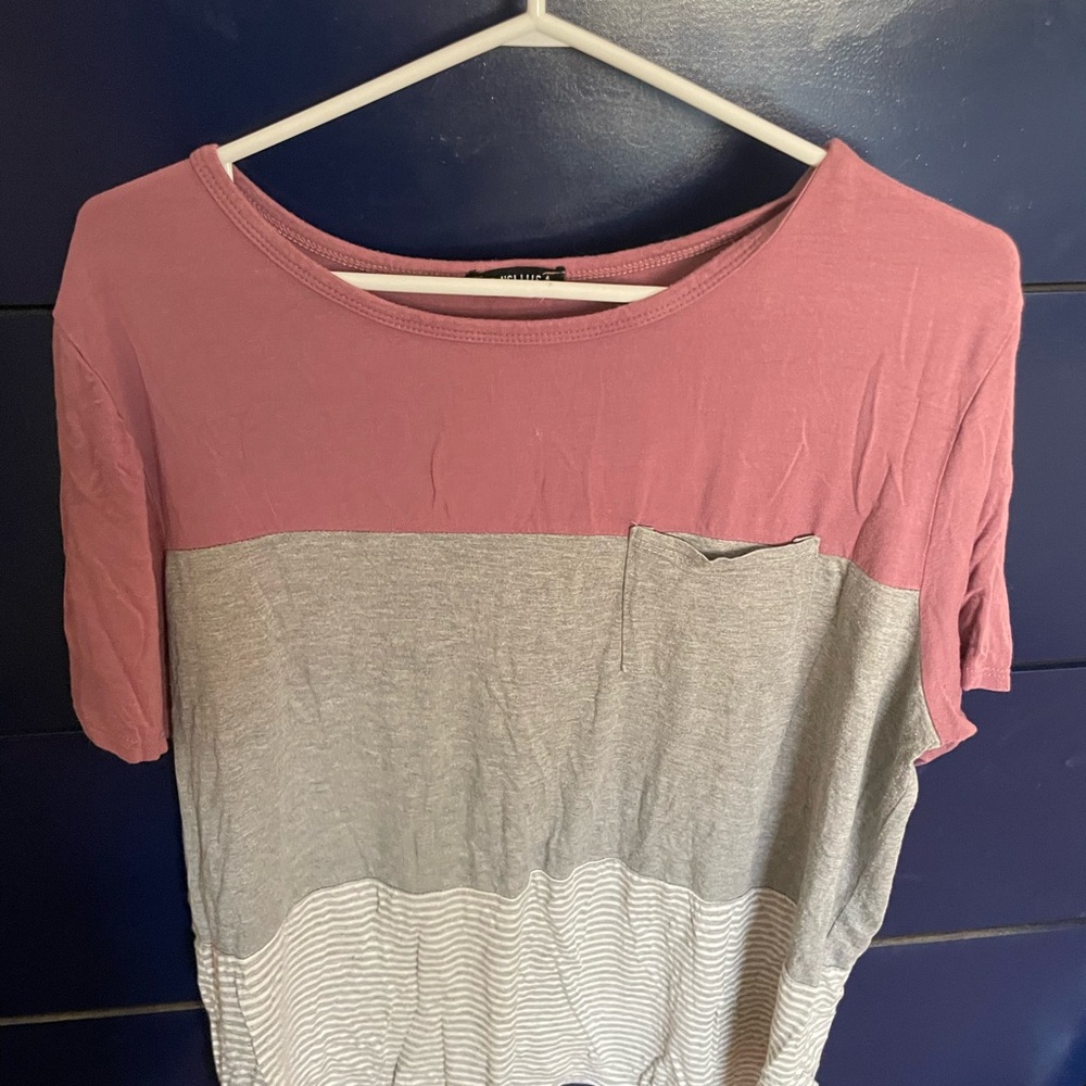 HEIMISH USA Pink and Gray Color Block Tee